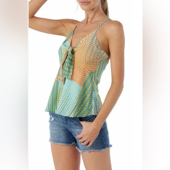 O'Neill Patchwork Print Flowy Top 
 Boho Minimalist Surfer Summer 
Size Medium - Picture 3 of 10